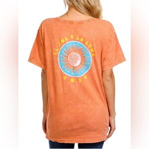 Roxy “El Sol y La Luna” Orange Cotton Vintage Style T-Shirt Tee Sun Moon L